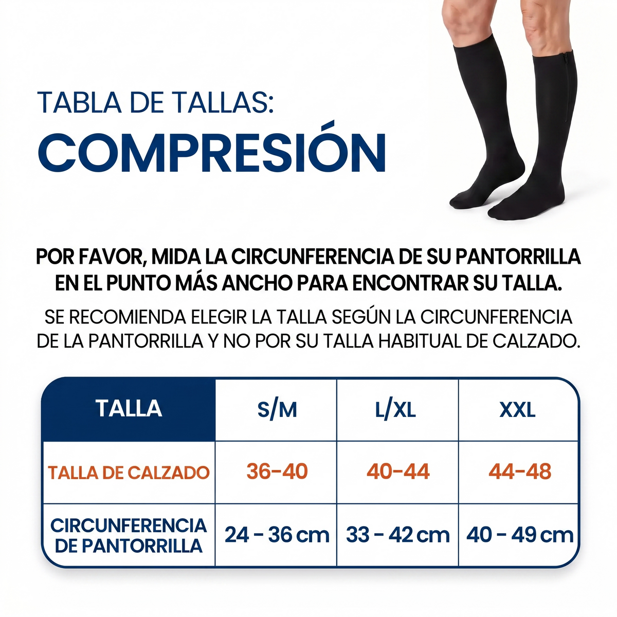 Medias de compresión con cremallera