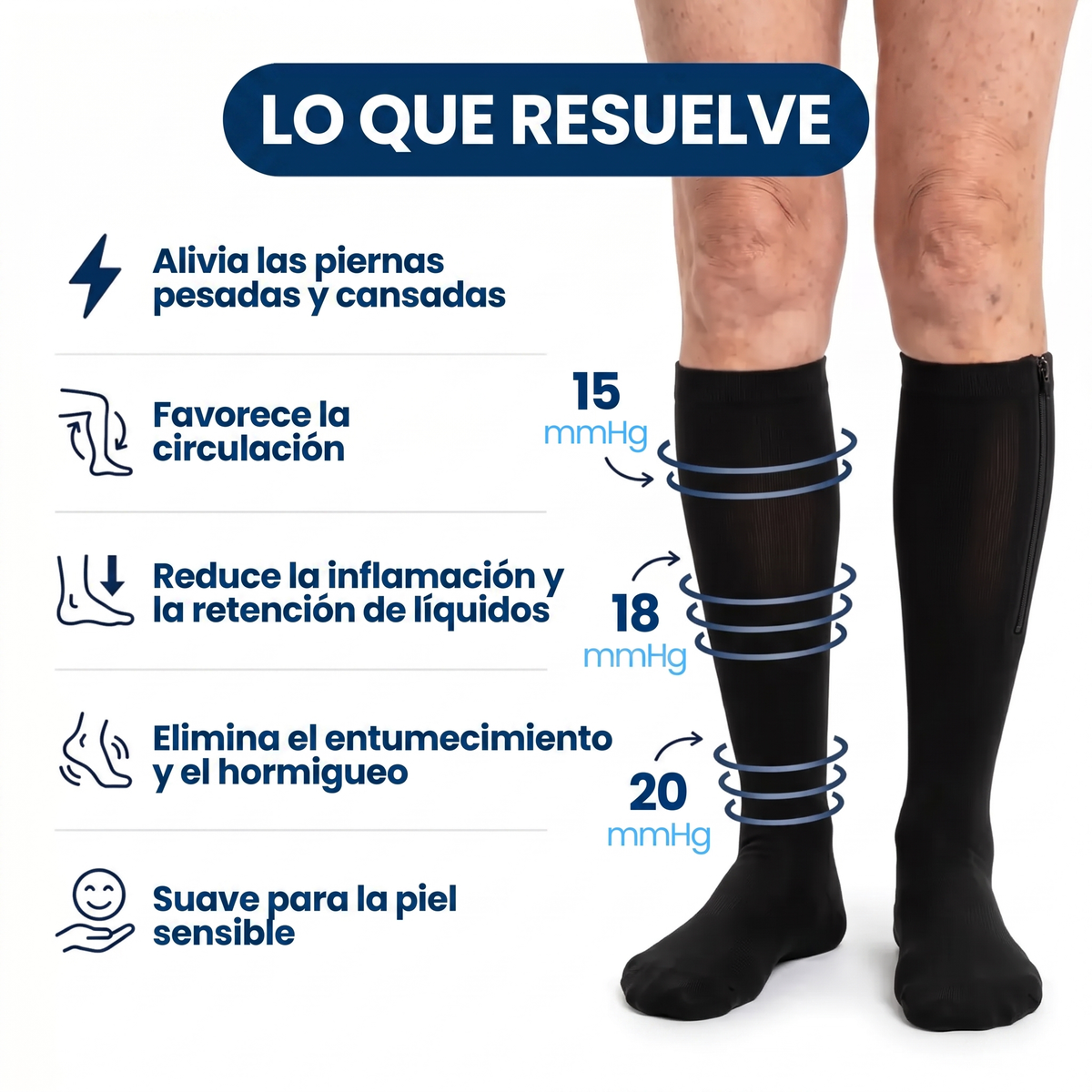 Medias de compresión con cremallera