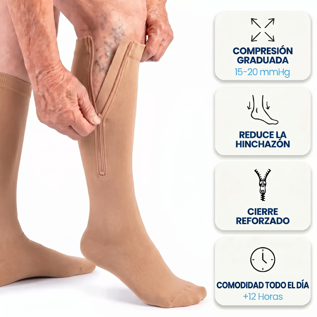 Medias de compresión con cremallera