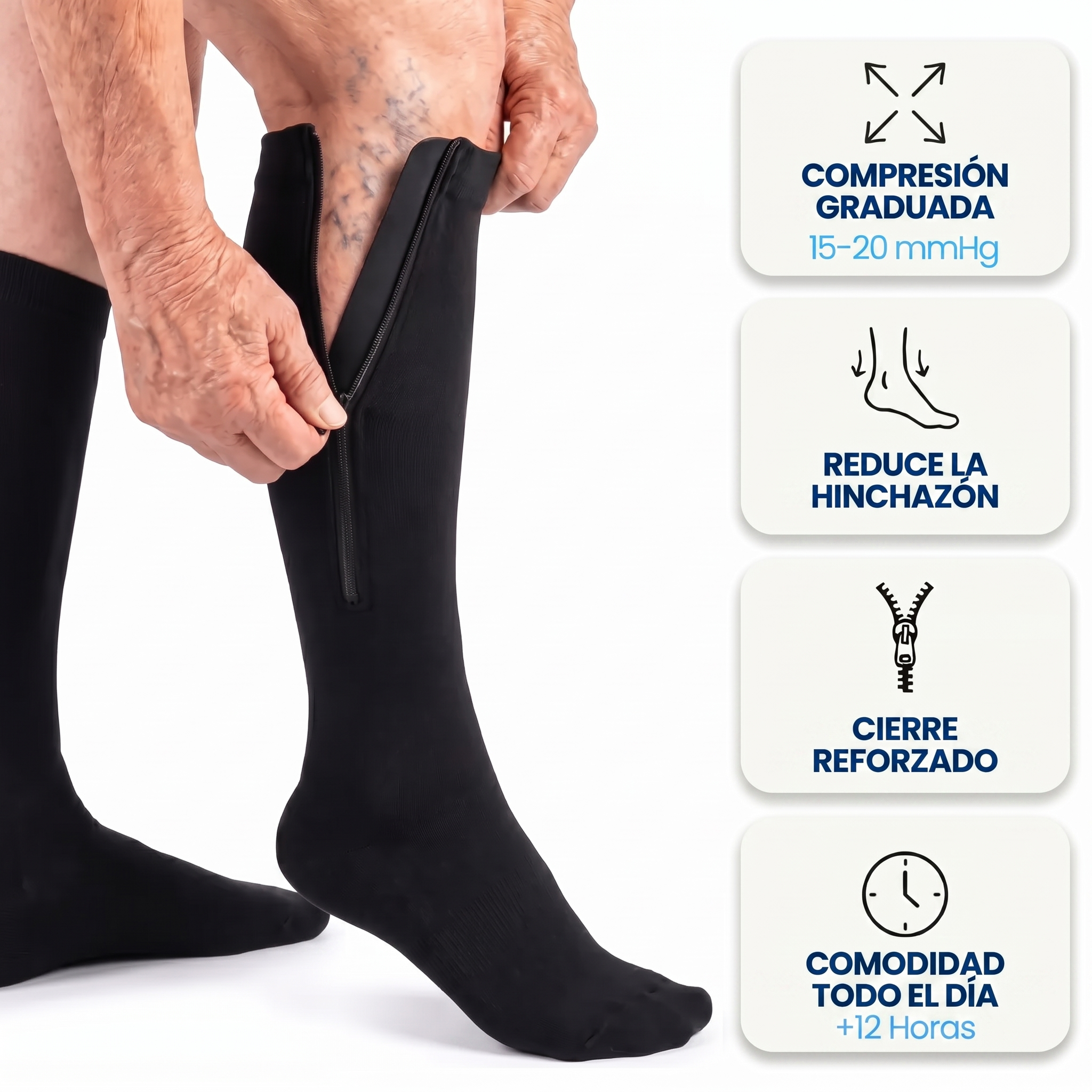 Medias de compresión con cremallera